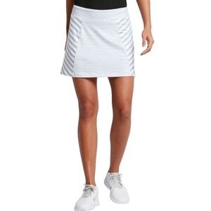Nike Golf Tennis Skort L Dri-Fit Striped‎ White Gray Athletic Preppy Athleisure